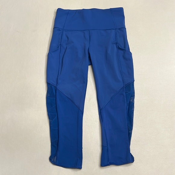 lululemon athletica Pants - 43. Lululemon Royal Blue Crop Leggings w/ Lace